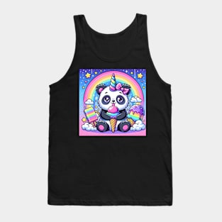 Unicorn Panda Eating Ice Cream Tank Top